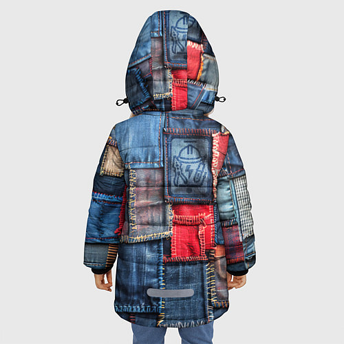 Зимняя куртка для девочки Джинсовая форма электрика / 3D-Черный – фото 4