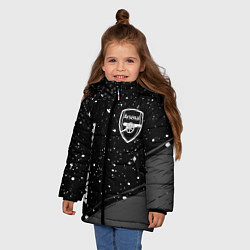 Куртка зимняя для девочки Arsenal sport на темном фоне вертикально, цвет: 3D-черный — фото 2