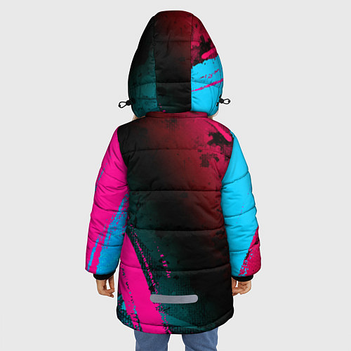 Зимняя куртка для девочки Bayer 04 - neon gradient вертикально / 3D-Черный – фото 4