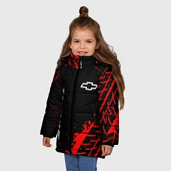 Куртка зимняя для девочки Chevrolet red sport tires, цвет: 3D-черный — фото 2