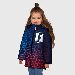 Куртка зимняя для девочки Fortnite неоновые соты, цвет: 3D-черный — фото 2
