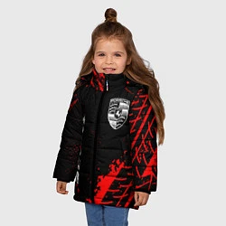 Куртка зимняя для девочки Porsche red sport tires, цвет: 3D-черный — фото 2