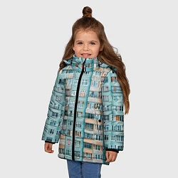 Куртка зимняя для девочки Хрущёвка в голубых тонах, цвет: 3D-черный — фото 2