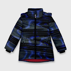 Зимняя куртка для девочки Темно синие карбоновые волны