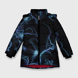 Куртка зимняя для девочки Синие неоновые молнии, цвет: 3D-красный