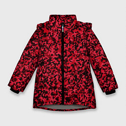 Зимняя куртка для девочки Тёмно-красный паттерн пятнистый