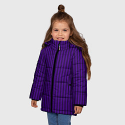 Куртка зимняя для девочки Яркий фиолетовый в полоску, цвет: 3D-черный — фото 2