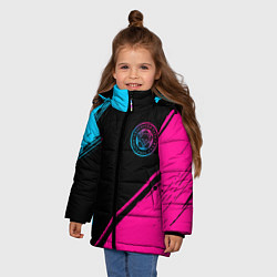 Куртка зимняя для девочки Leicester City - neon gradient вертикально, цвет: 3D-черный — фото 2