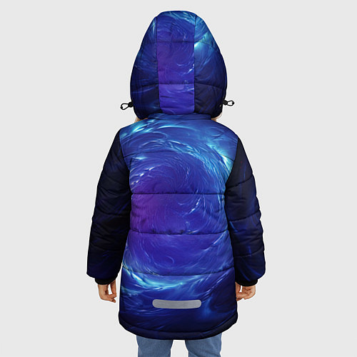 Зимняя куртка для девочки Синяя воронка в абстракции / 3D-Черный – фото 4