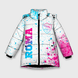 Куртка зимняя для девочки Roma neon gradient style вертикально, цвет: 3D-черный