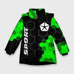 Куртка зимняя для девочки Jeep green sport hexagon, цвет: 3D-черный