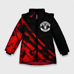 Куртка зимняя для девочки Manchester United sport grunge, цвет: 3D-красный