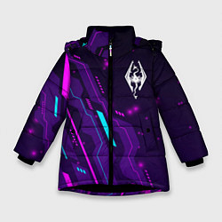 Куртка зимняя для девочки Skyrim neon gaming, цвет: 3D-черный