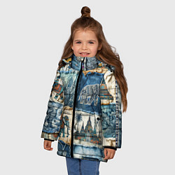 Куртка зимняя для девочки Пэчворк из Тайланда, цвет: 3D-светло-серый — фото 2