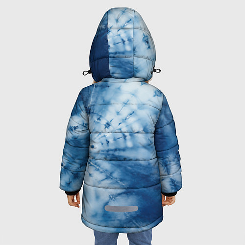 Зимняя куртка для девочки Синяя абстракция паутина / 3D-Светло-серый – фото 4