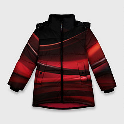 Зимняя куртка для девочки Темная красная абстракция на черном фоне