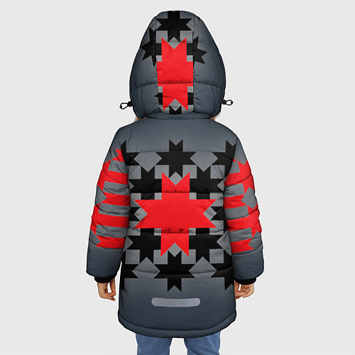 Зимняя куртка для девочки Этно серый / 3D-Черный – фото 4