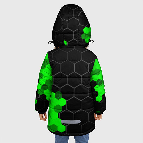 Зимняя куртка для девочки Lamborghini green sport hexagon / 3D-Черный – фото 4
