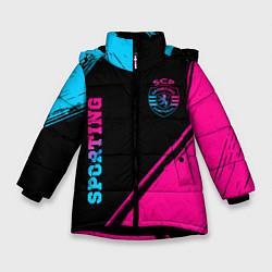 Куртка зимняя для девочки Sporting - neon gradient вертикально, цвет: 3D-черный