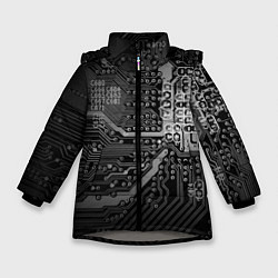 Куртка зимняя для девочки Микросхема плата, цвет: 3D-светло-серый