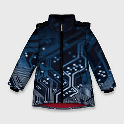 Куртка зимняя для девочки Дорожки платы, цвет: 3D-красный