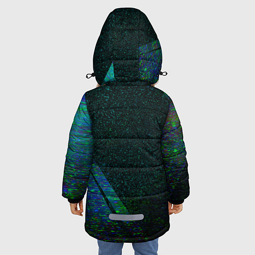 Зимняя куртка для девочки Yamaha sport glitch blue / 3D-Черный – фото 4