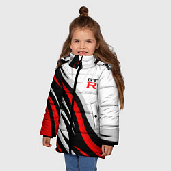 Куртка зимняя для девочки Nissan GTR - красные языки пламени, цвет: 3D-красный — фото 2