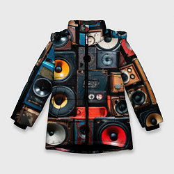 Куртка зимняя для девочки Audio speaker, цвет: 3D-черный
