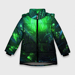 Зимняя куртка для девочки Зеленая кислотная яркая неоновая абстракция