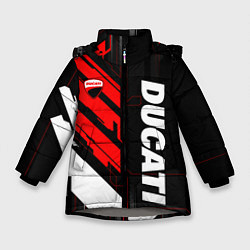 Куртка зимняя для девочки Ducati - красный технологический, цвет: 3D-светло-серый