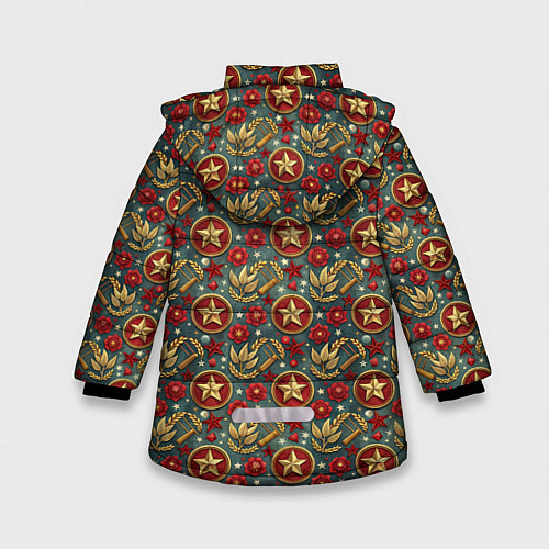 Зимняя куртка для девочки Золотые звездочки СССР / 3D-Светло-серый – фото 2