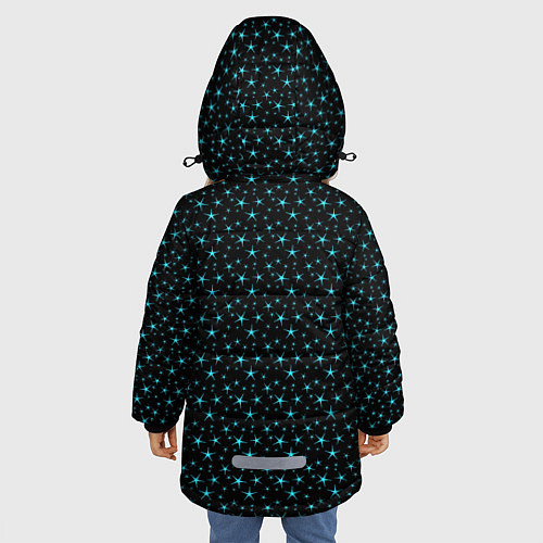 Зимняя куртка для девочки Чёрный с голубыми звёздочками паттерн / 3D-Черный – фото 4