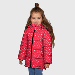 Куртка зимняя для девочки Розово-красный со звёздочками, цвет: 3D-черный — фото 2
