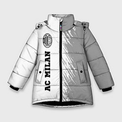 Куртка зимняя для девочки AC Milan sport на светлом фоне по-вертикали, цвет: 3D-черный