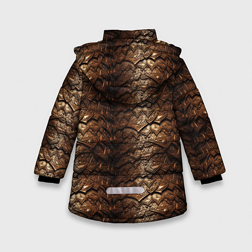 Зимняя куртка для девочки Коричневая металлическая текстура / 3D-Светло-серый – фото 2