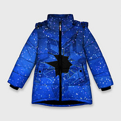 Куртка зимняя для девочки Расколотое стекло - звездное небо, цвет: 3D-черный