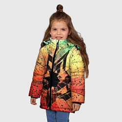 Куртка зимняя для девочки Кислотное разбитое стекло, цвет: 3D-красный — фото 2
