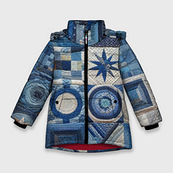 Куртка зимняя для девочки Denim patchwork - ai art, цвет: 3D-красный