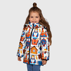Куртка зимняя для девочки Русские народные традиции, цвет: 3D-черный — фото 2