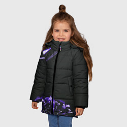 Куртка зимняя для девочки Неоновый фиолетовый цветок в темноте, цвет: 3D-черный — фото 2