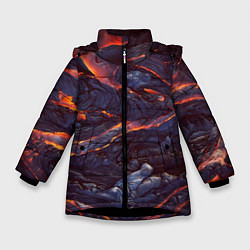 Куртка зимняя для девочки Лавовые реки, цвет: 3D-черный