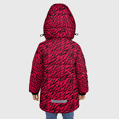 Зимняя куртка для девочки Яркий чёрно-розовый шкура / 3D-Черный – фото 4