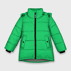 Зимняя куртка для девочки Яркий зелёный текстурированный в мелкий квадрат