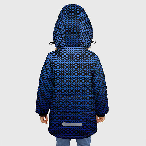 Зимняя куртка для девочки Паттерн чёрно-синий треугольники / 3D-Черный – фото 4