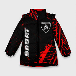 Куртка зимняя для девочки Lamborghini red sport tires, цвет: 3D-черный