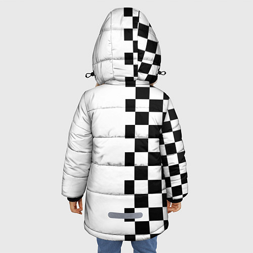 Зимняя куртка для девочки Content Warning шашечки / 3D-Черный – фото 4