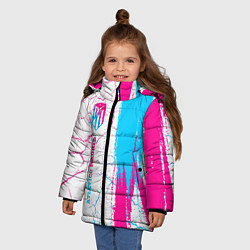 Куртка зимняя для девочки Atletico Madrid neon gradient style по-вертикали, цвет: 3D-черный — фото 2
