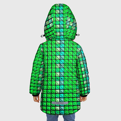 Зимняя куртка для девочки Зелёные плитки и чёрная обводка / 3D-Красный – фото 4