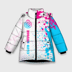 Куртка зимняя для девочки Club Brugge neon gradient style по-вертикали, цвет: 3D-черный