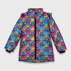 Куртка зимняя для девочки Фурри мордочки лисички, цвет: 3D-светло-серый